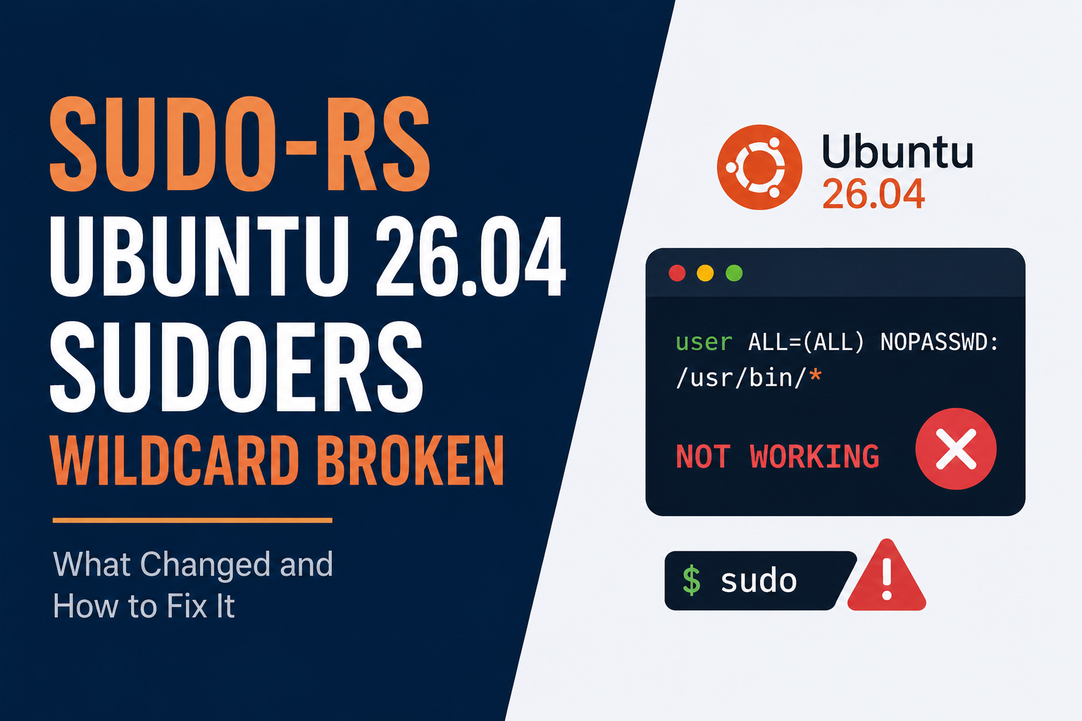 Why Your Sudoers Rule Stopped Working on Ubuntu 26.04 (sudo-rs Wildcard Change)