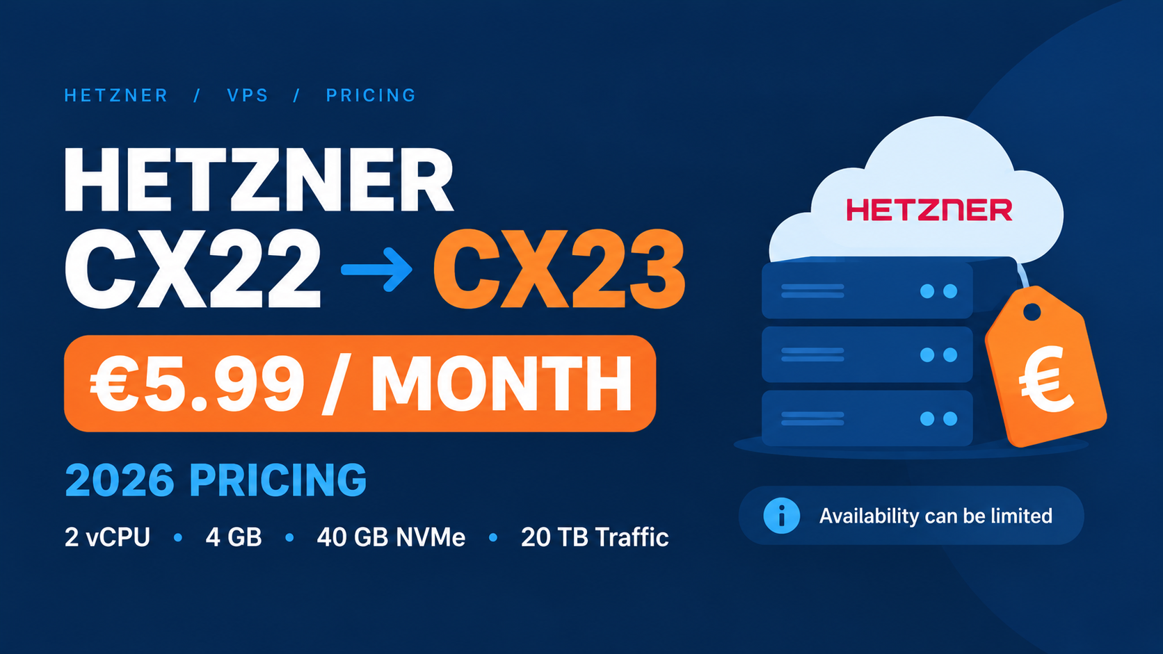 Hetzner CX23 Pricing (Formerly CX22): Full 2026–2027 Price Tables